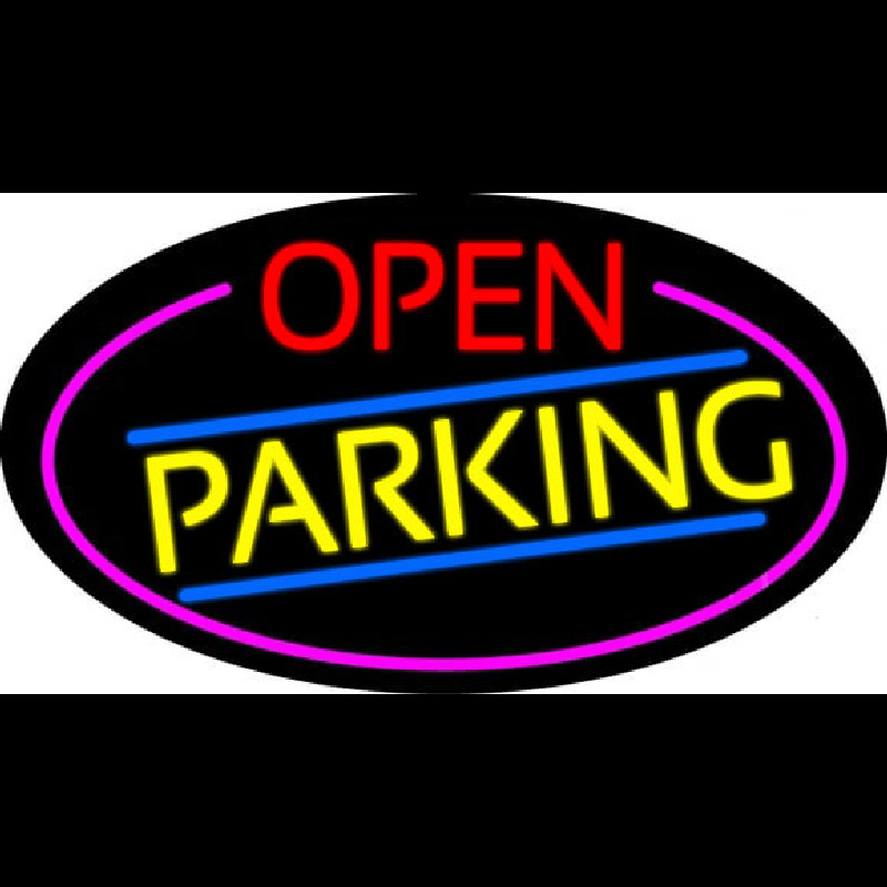 Open Parking Oval With Pink Border Neon Sign