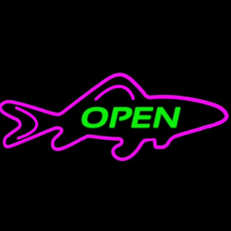 Open Purple Finned Fish Neon Sign