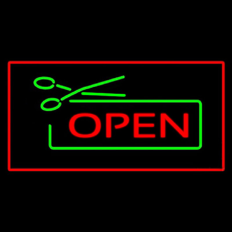 Open Rectangle Red Neon Sign