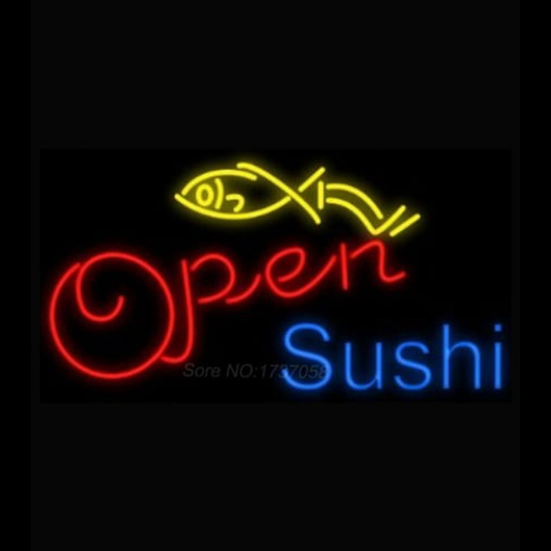 Open Sushi Fish Neon Sign