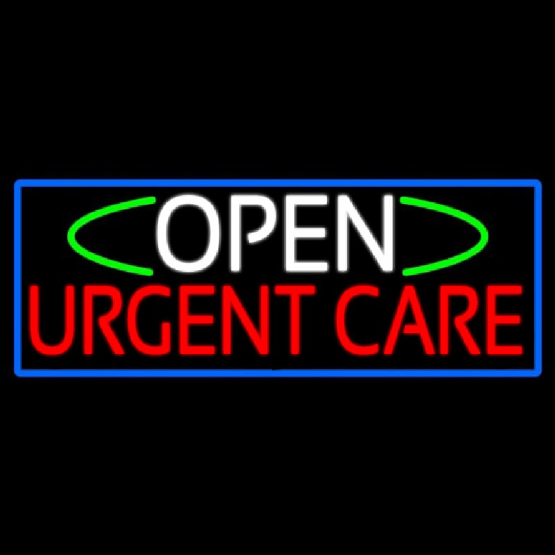 Open Urgent Care With Blue Border Neon Sign