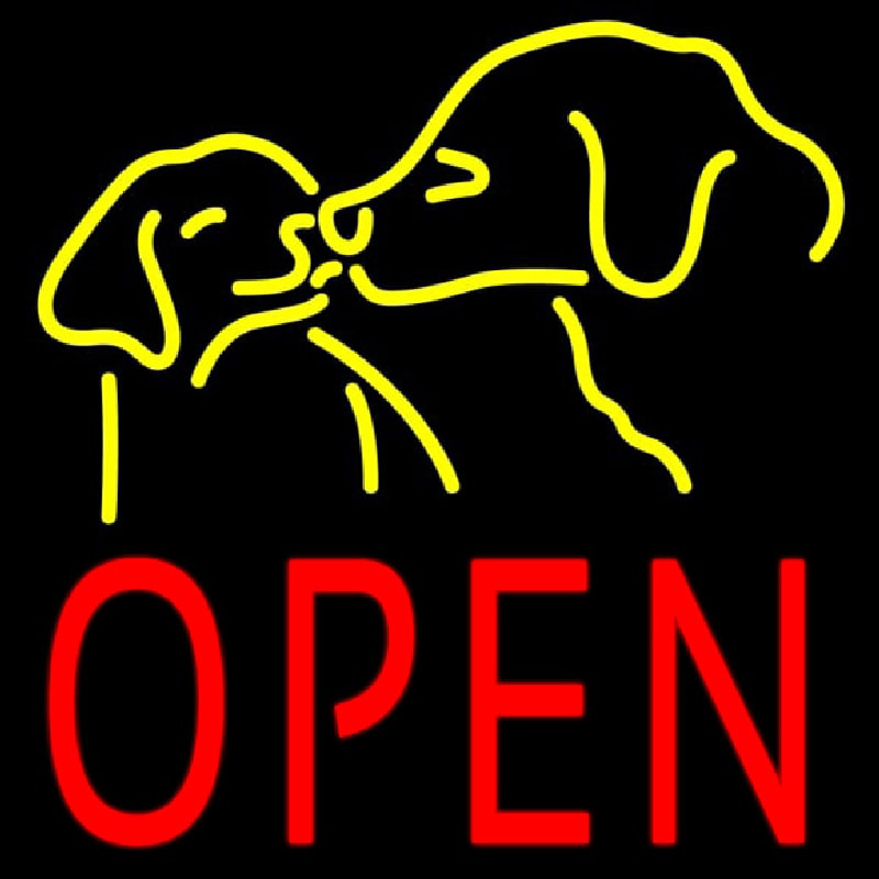 Open With Dogs Neon Sign
