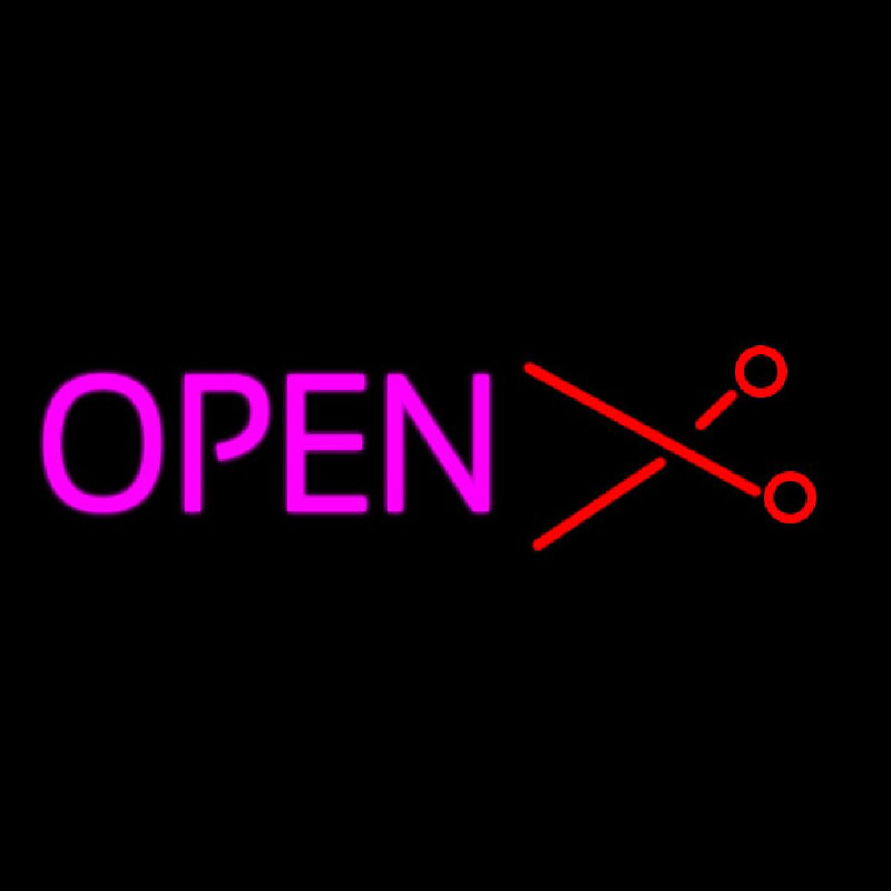 Open With Scissor Logo Neon Sign