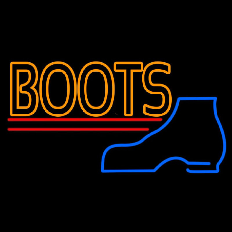 Orange Double Stroke Boots Neon Sign