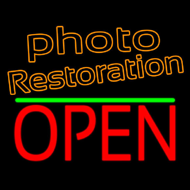 Orange Photo Restoration With Open 1 Neon Sign