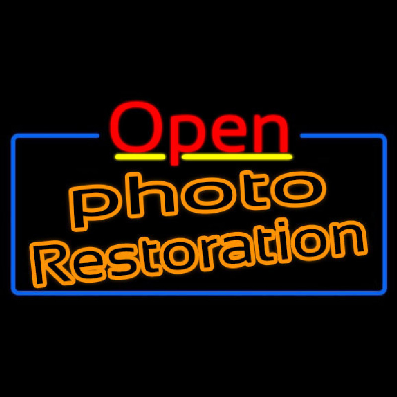 Orange Photo Restoration With Open 4 Neon Sign