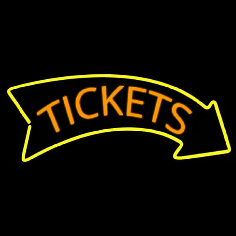 Orange Tickets Yellow Arrow Neon Sign