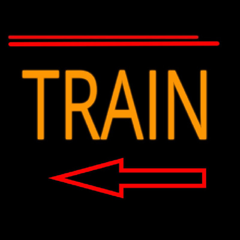 Orange Train With Arrow Neon Sign