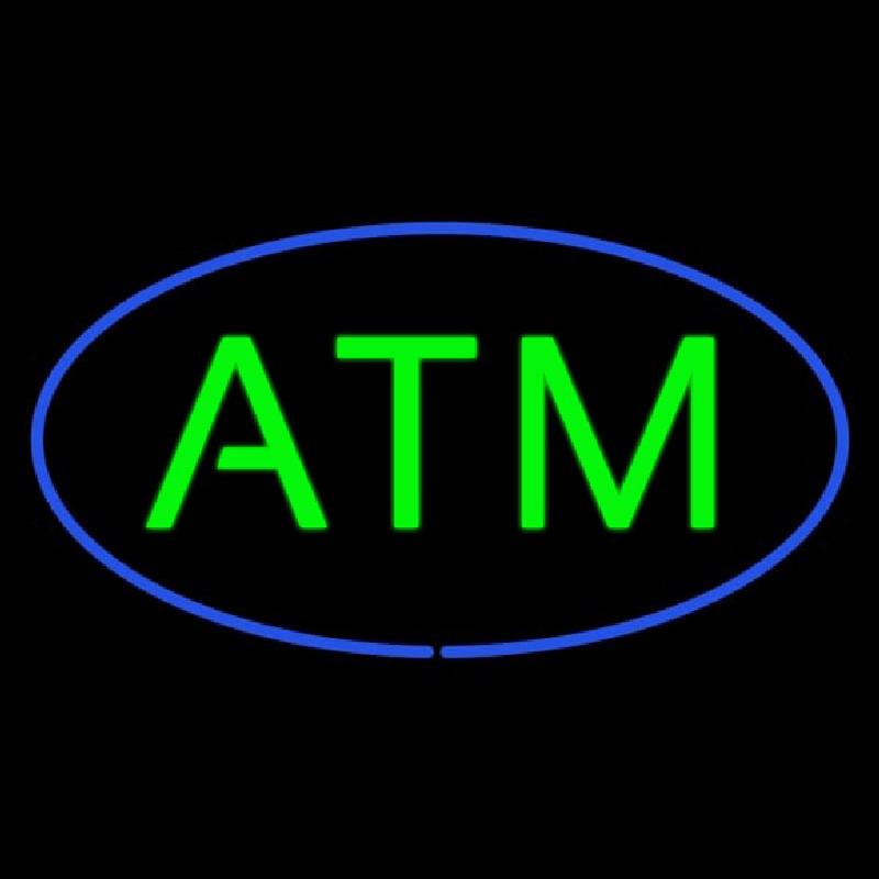 Oval Atm Blue Border Neon Sign