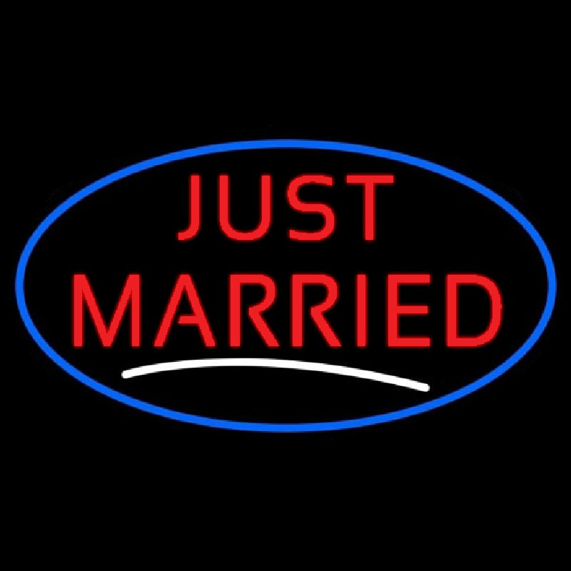 Oval Just Married Neon Sign