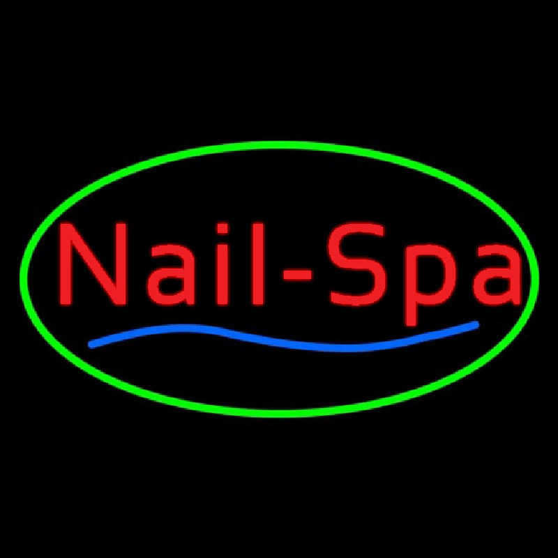 Oval Nails Spa Green Neon Sign