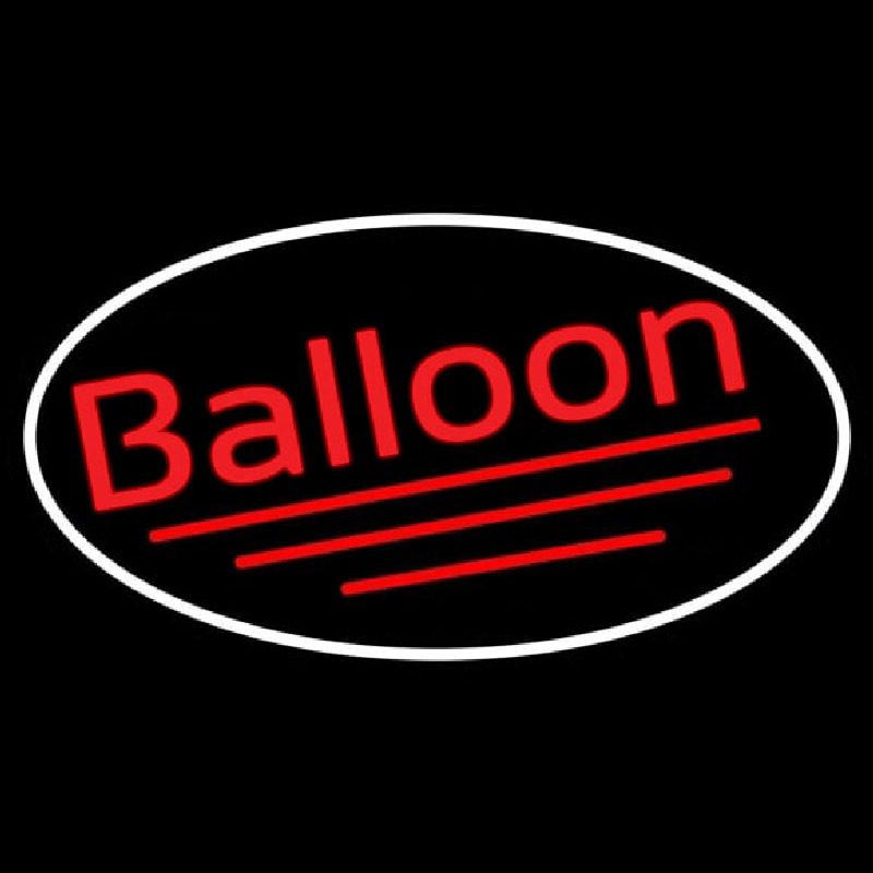 Oval Red Balloon Cursive Neon Sign
