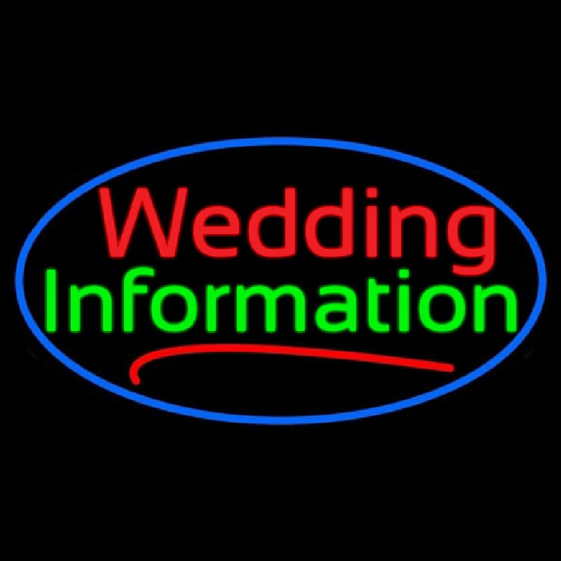 Oval Wedding Information Neon Sign