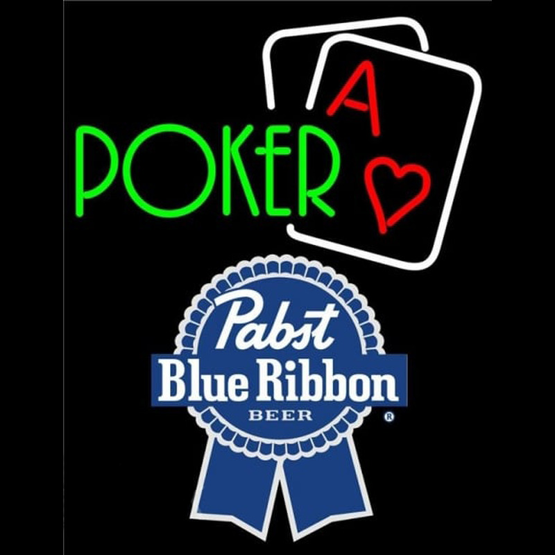 Pabst Blue Ribbon Green Poker Beer Sign Neon Sign