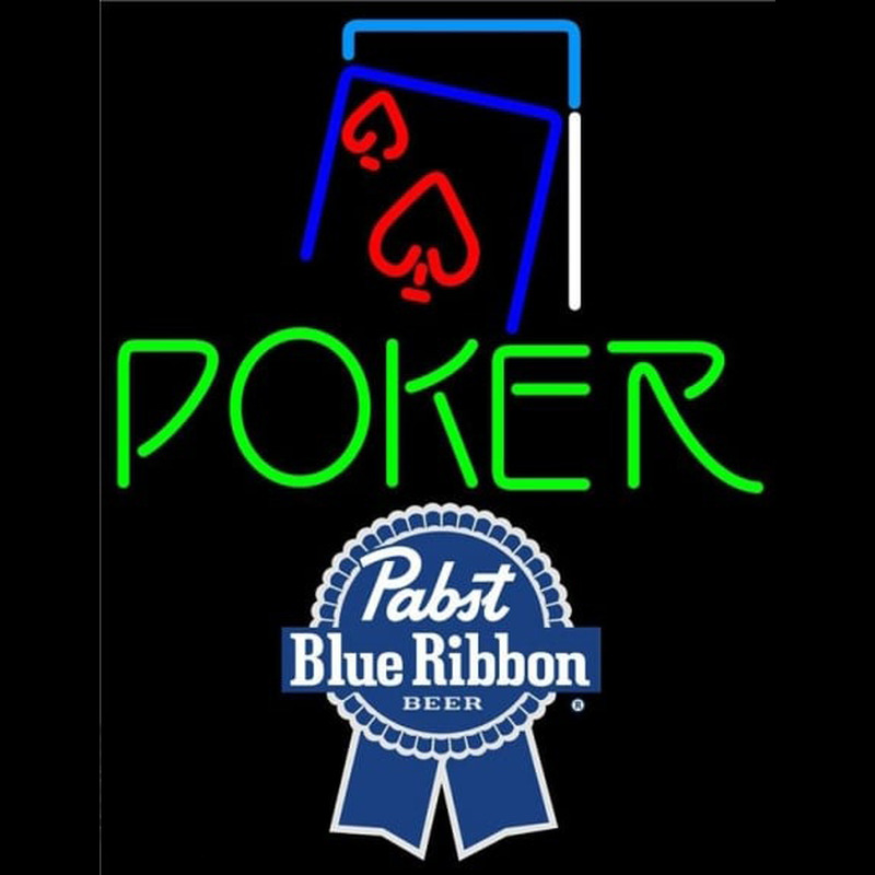 Pabst Blue Ribbon Green Poker Red Heart Beer Sign Neon Sign