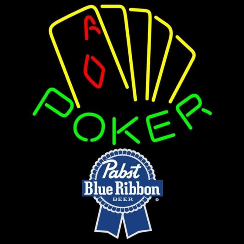 Pabst Blue Ribbon Poker Yellow Beer Sign Neon Sign