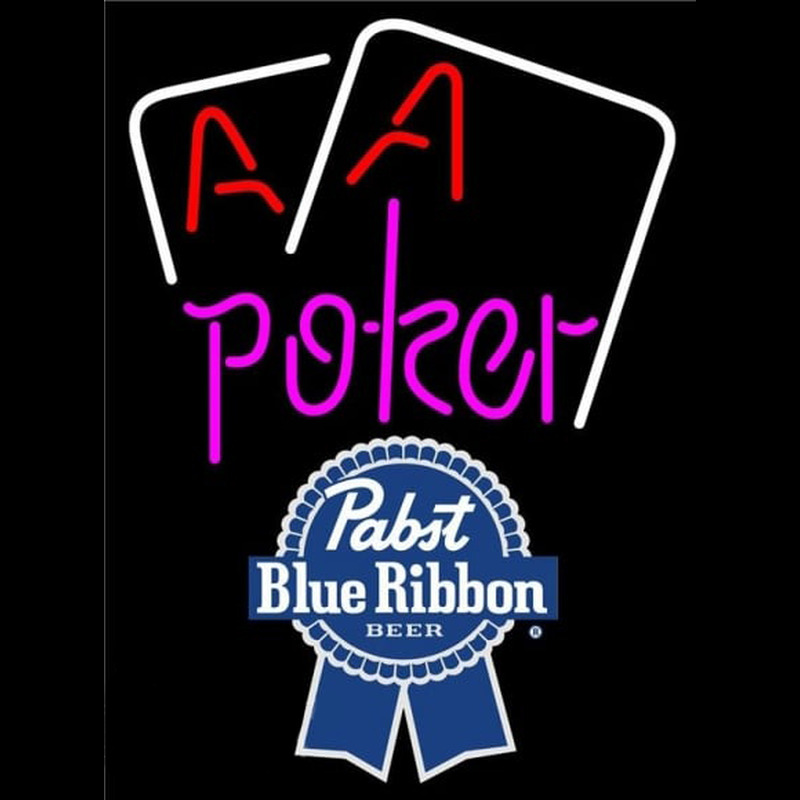 Pabst Blue Ribbon Purple Lettering Red Aces White Cards Beer Sign Neon Sign