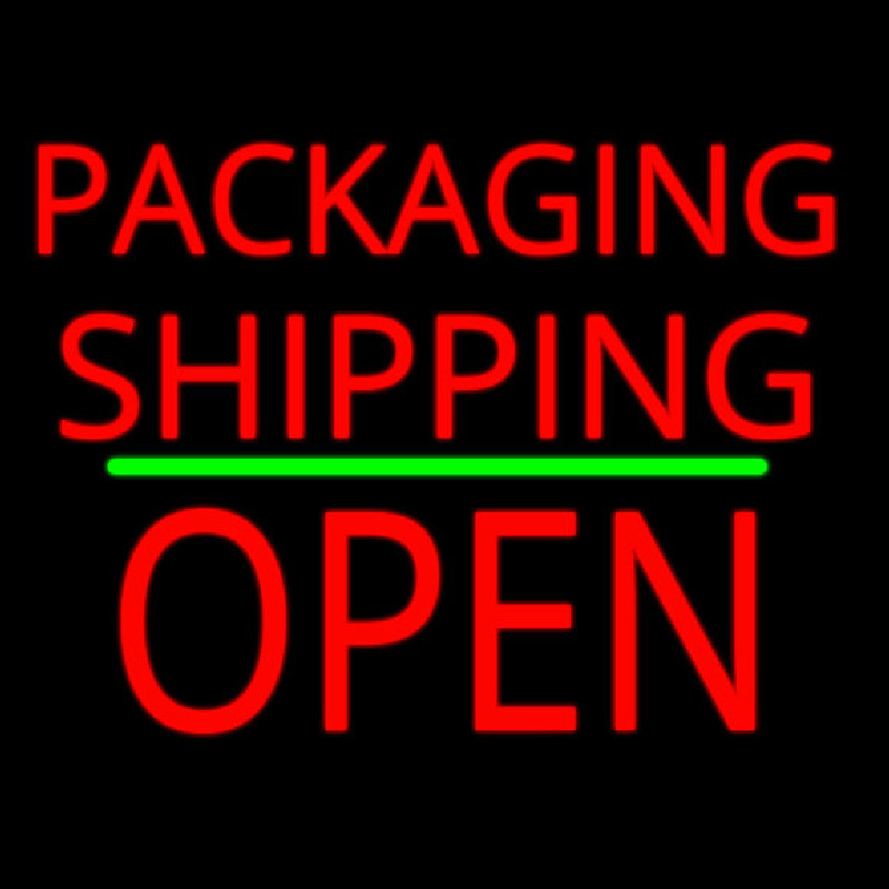 Packaging Shipping Open Block Green Line Neon Sign