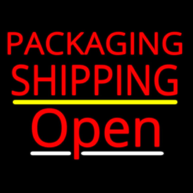 Packaging Shipping Open Yellow Line Neon Sign