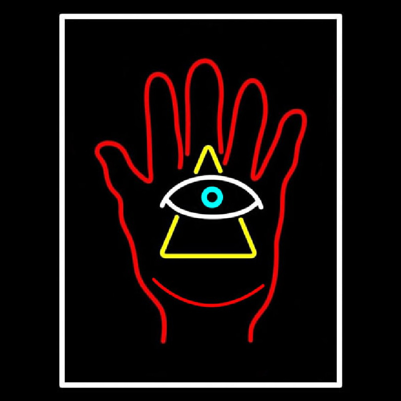 Palm With Eye Pyramid Neon Sign