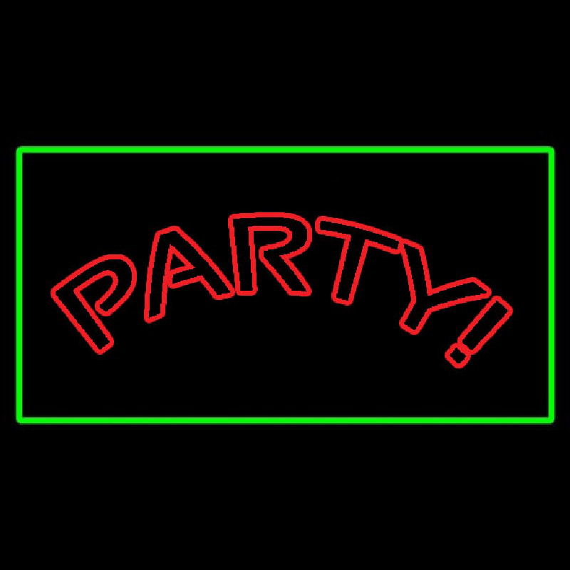 Party Rectangle Green Neon Sign