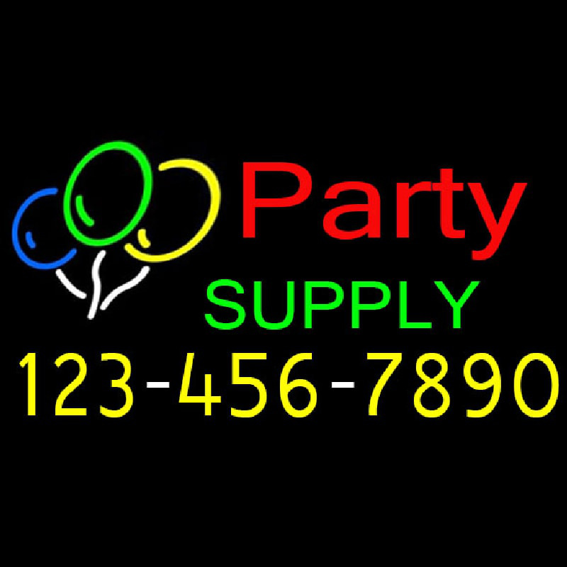 Party Supply Phone Number Neon Sign