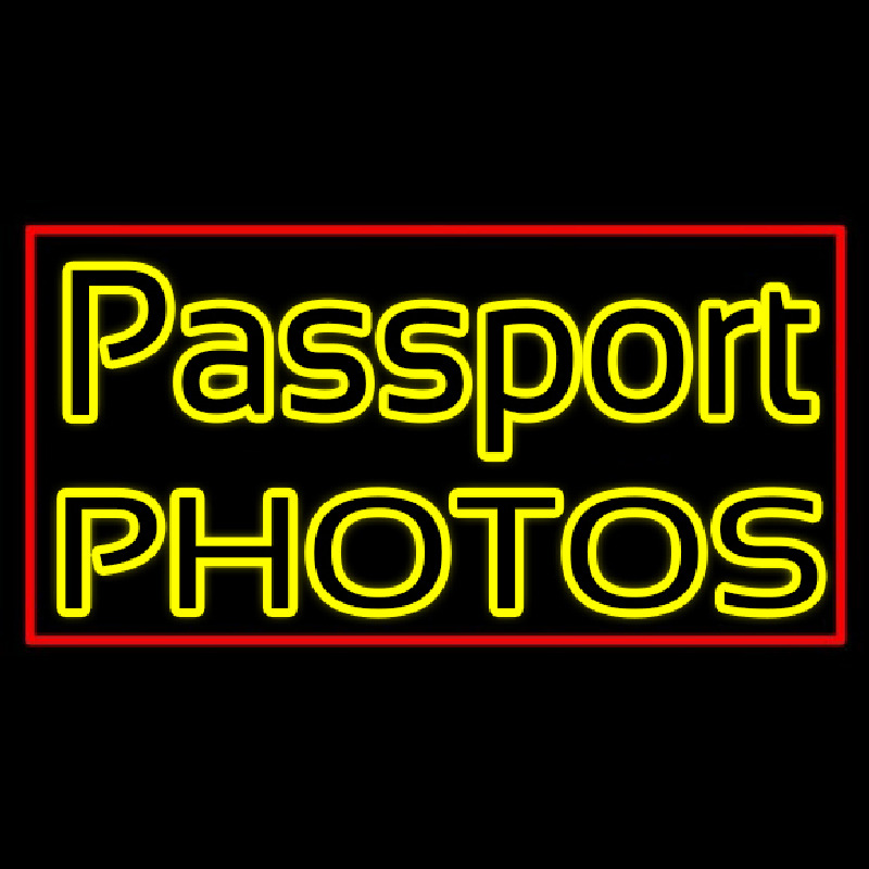Passport Photos Block Neon Sign