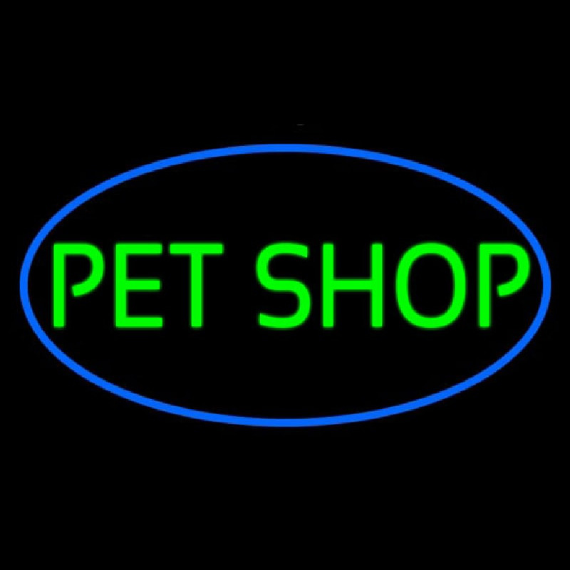 Pet Shop Oval Blue Neon Sign