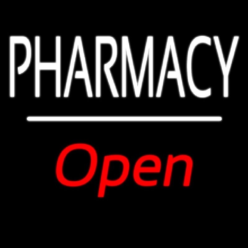Pharmacy Open White Line Neon Sign
