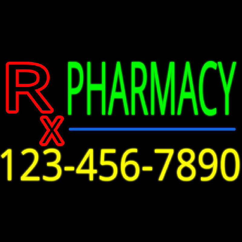 Pharmacy With Phone Number Neon Sign