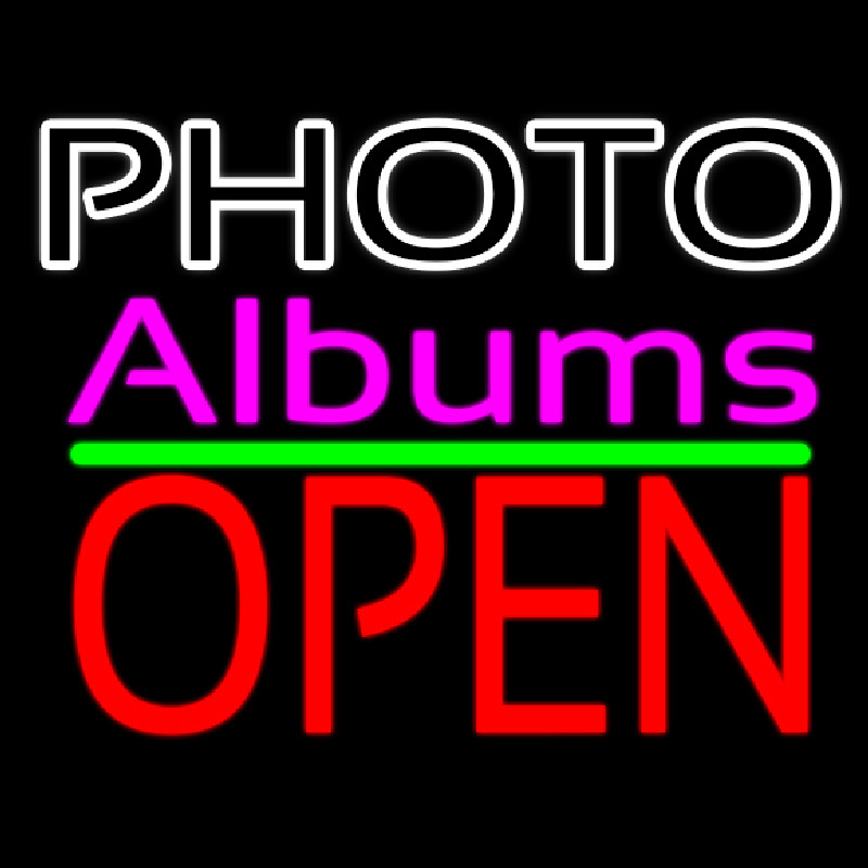 Photo Albums With Open 1 Neon Sign