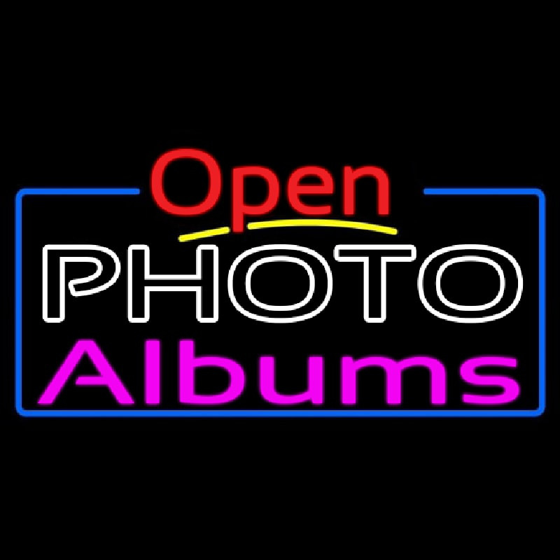 Photo Albums With Open 4 Neon Sign
