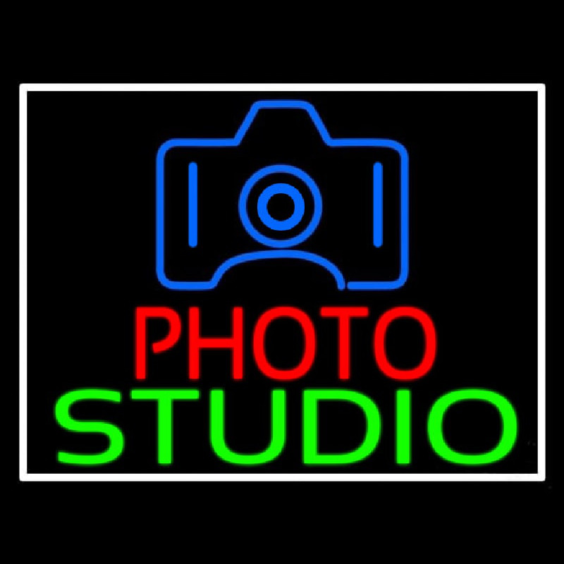 Photo Studio With Camera Logo Neon Sign