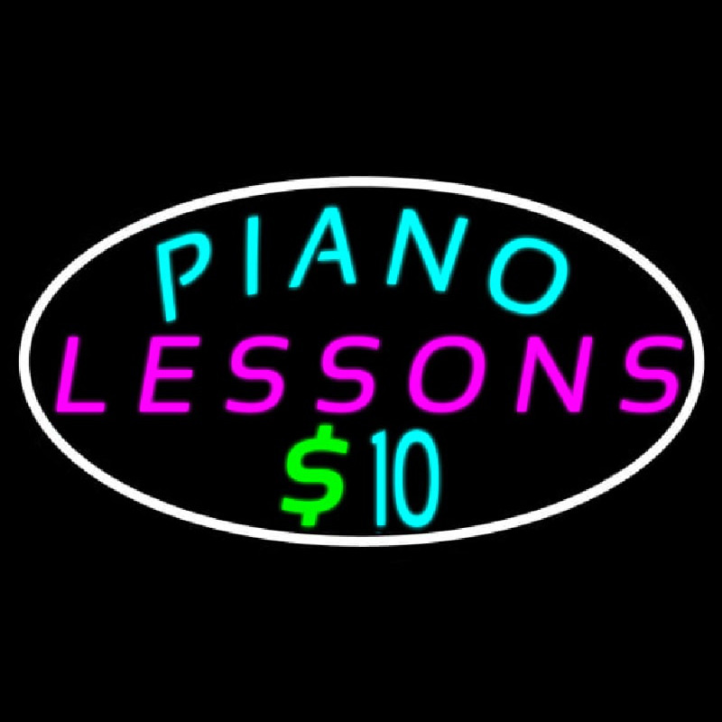 Piano Lessons Dollar Neon Sign