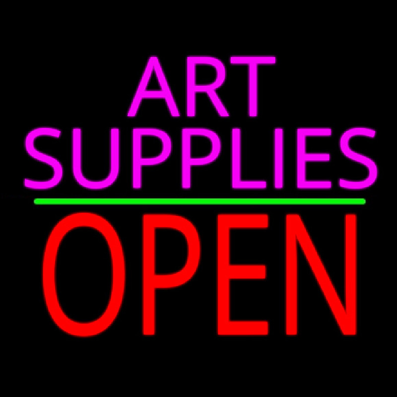 Pink Art Supplies Block With Open 2 Neon Sign