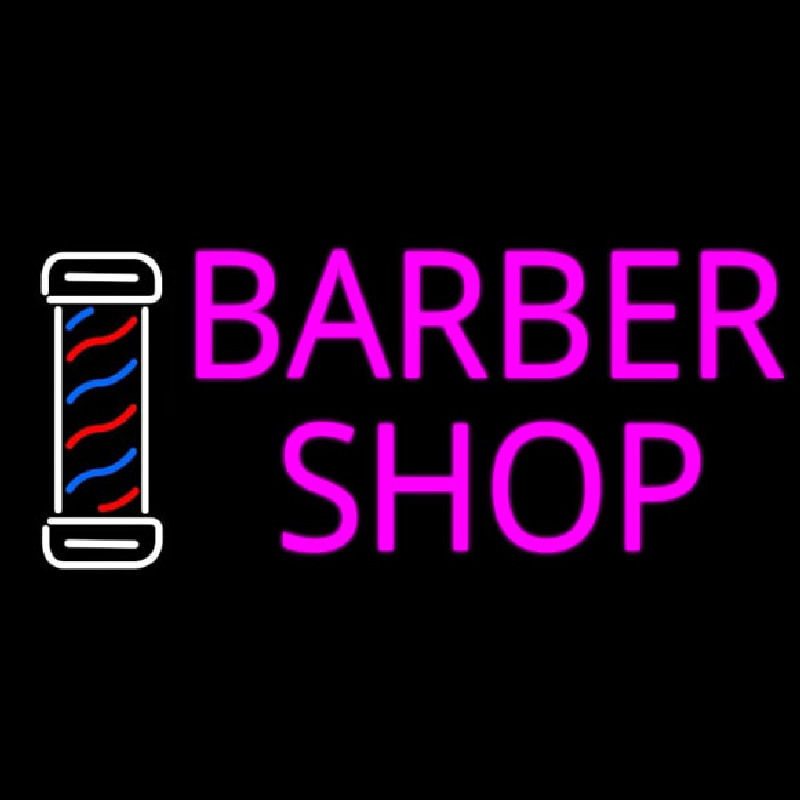 Pink Barber Shop With Logo Neon Sign