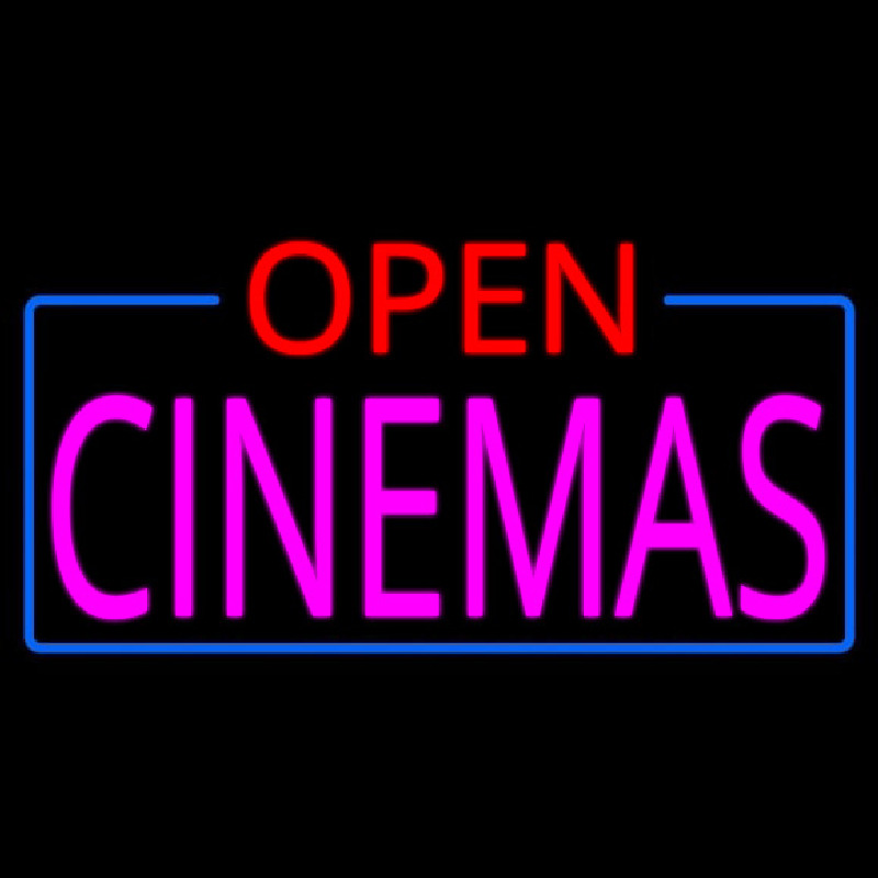 Pink Cinemas Open Neon Sign