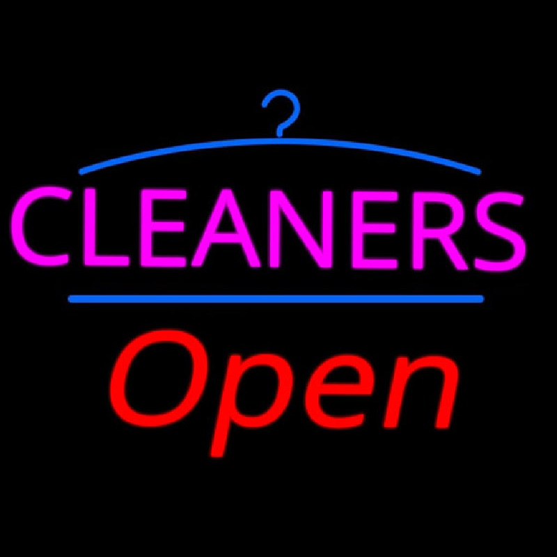 Pink Cleaners Logo Open Neon Sign