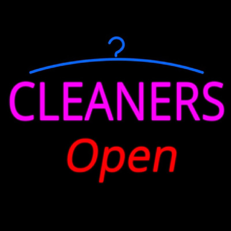 Pink Cleaners Red Open Logo Neon Sign