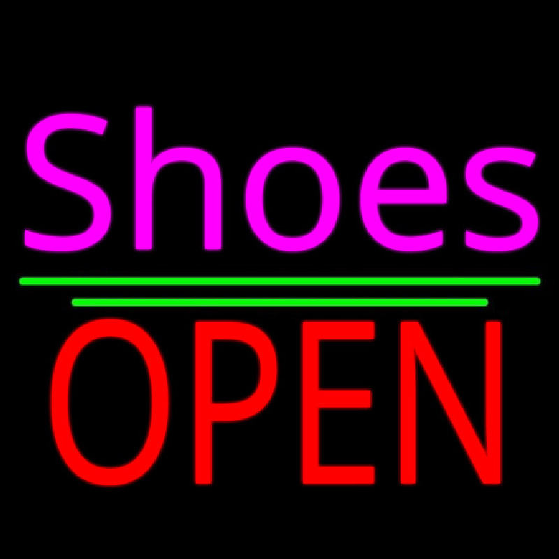 Pink Cursive Shoes Open Neon Sign