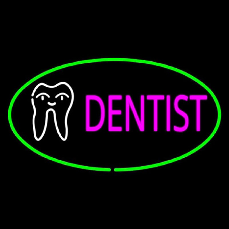 Pink Dentist Oval Green Neon Sign