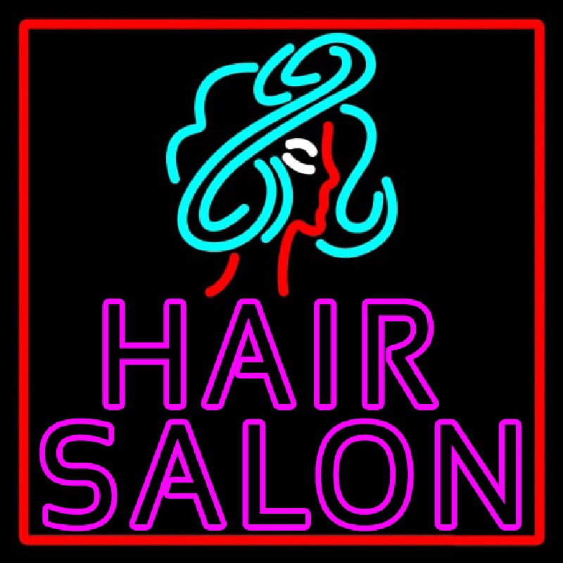 Pink Double Stroke Hair Salon With Girl Logo Neon Sign