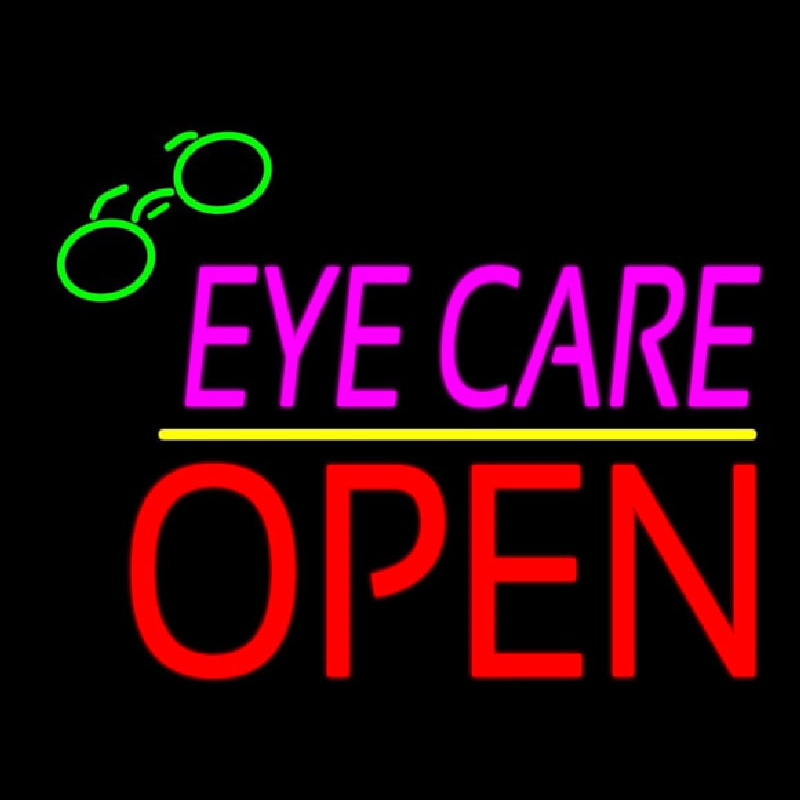 Pink Eye Care Block Red Open Yellow Line Neon Sign