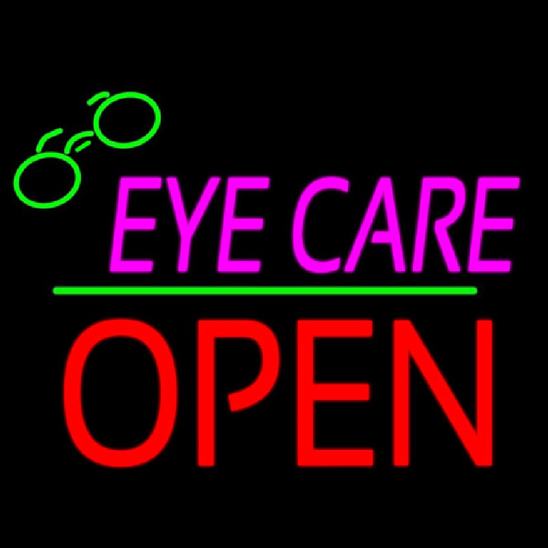 Pink Eye Care Logo Block Open Green Line Neon Sign