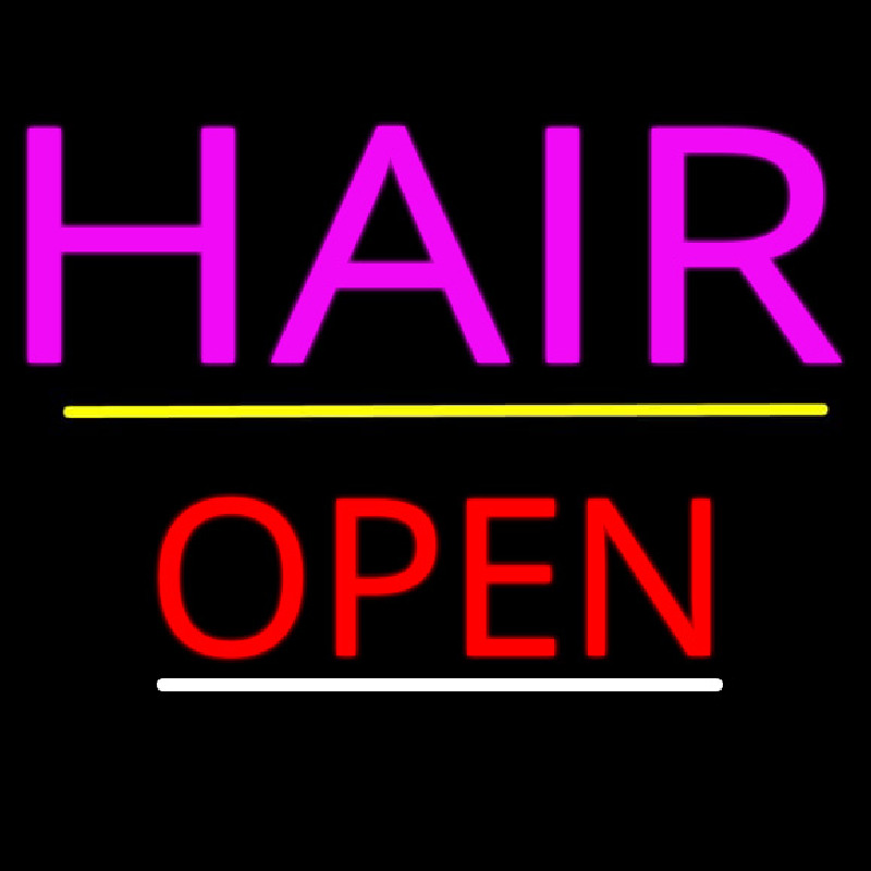 Pink Hair Open Yellow Line Neon Sign