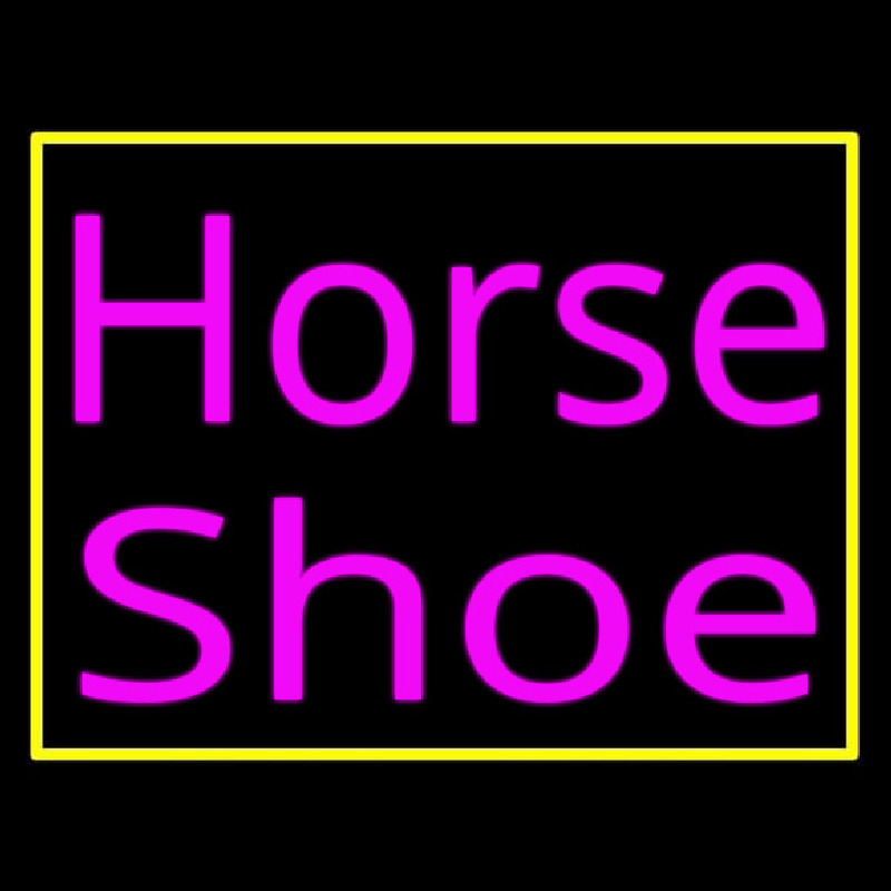 Pink Horse Shoe With Border Neon Sign