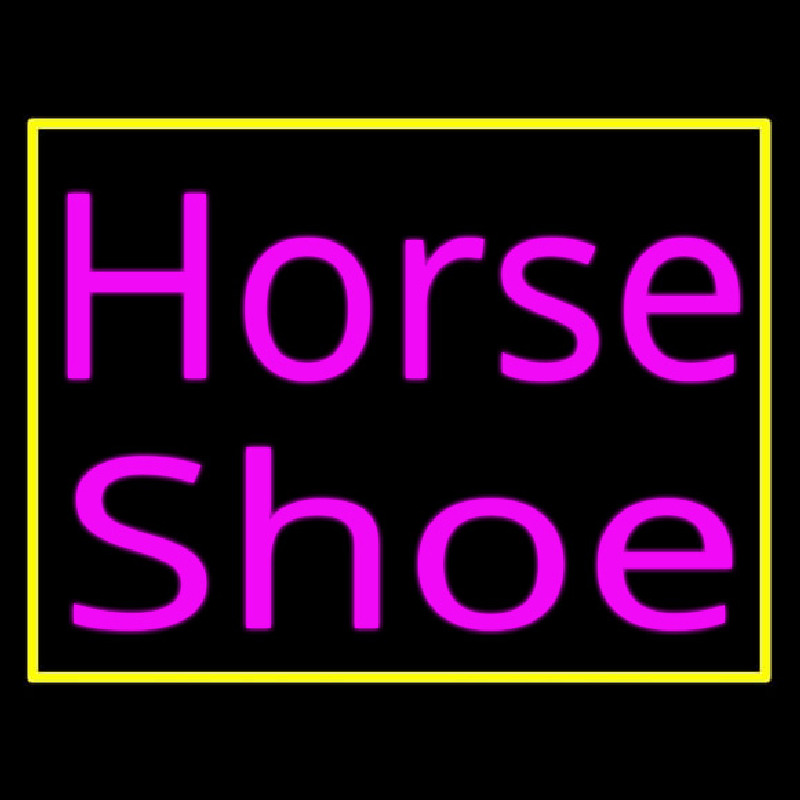 Pink Horse Shoe With Border Neon Sign