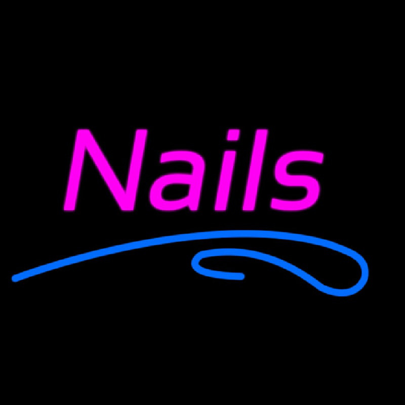 Pink Nails Blue Lines Neon Sign