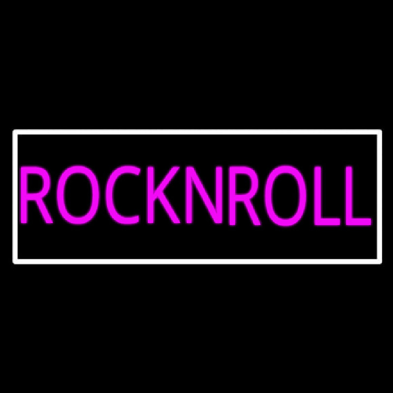 Pink Rock N Roll With White Border Neon Sign