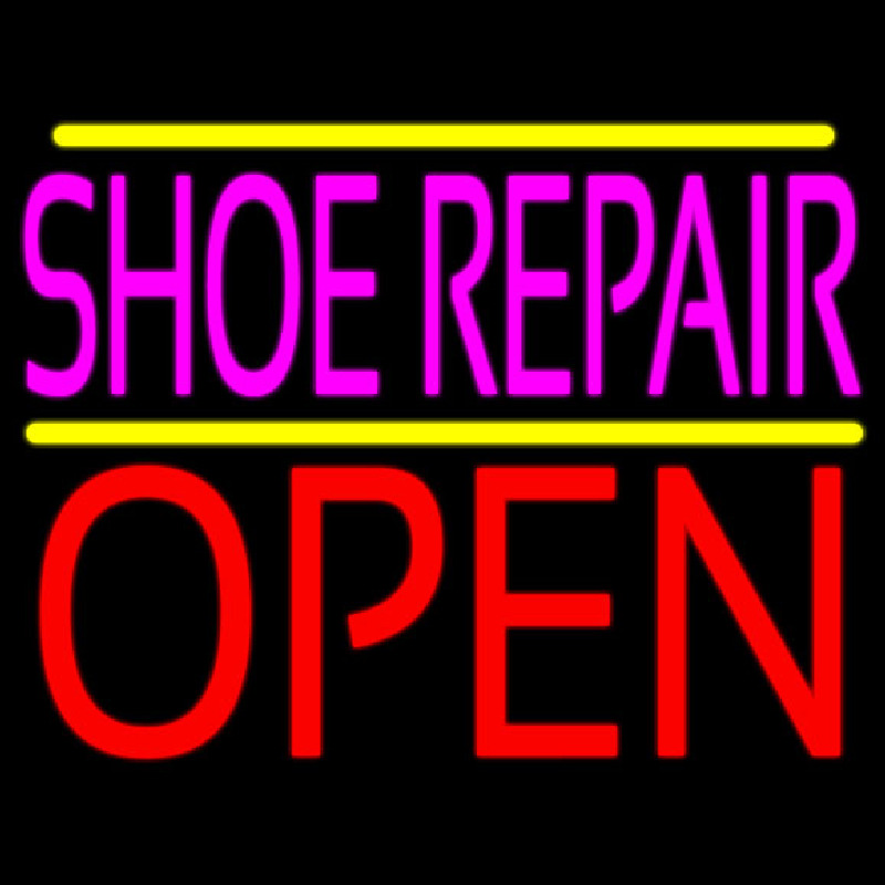 Pink Shoe Repair Open Neon Sign